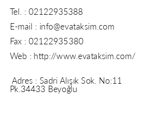 Eva Residence Taksim iletiim bilgileri